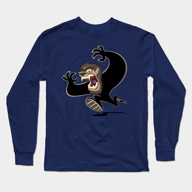 Halloween Wolfman Shadow Runner Long Sleeve T-Shirt by Goin Ape Studios